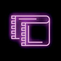 Neon pink open notebook icon glowing on black background vector