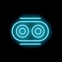 Neon icon of retro audio cassette tape glowing on black background vector