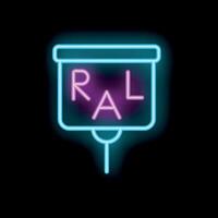 Neon sign showing the word ral on black background vector