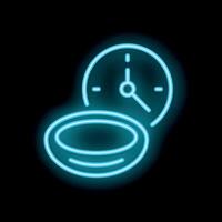 Neon sign representing contact lens with clock for optician logo or optic shop vector