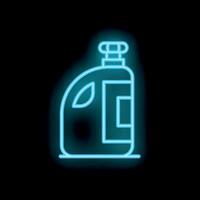 Blue neon icon of a plastic bottle with a handle and a cap, glowing on a black background vector