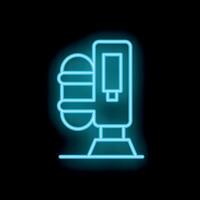 Neon sign showing a soda fountain machine dispensing a beverage into a glass with ice cubes vector