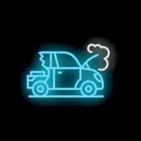 Neon sign showing broken car with open hood vector