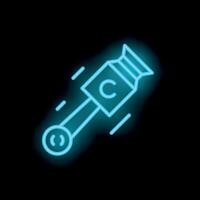 Blue neon icon of piston moving up and down for combustion engine vector