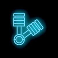 Neon engine piston glowing on dark background vector