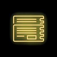 Yellow neon icon of two spiral bound notepads on black background vector