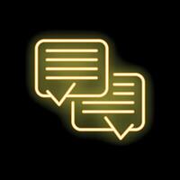 Neon sign showing two speech bubbles communicating vector