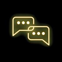 Neon yellow speech bubbles exchanging messages on black background vector
