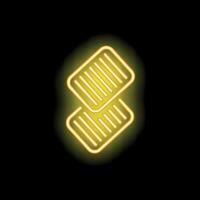 Neon icon of two slices of toasted bread on black background vector