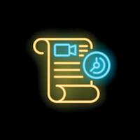 Neon sign showing content being created on time vector
