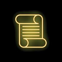 Neon scroll icon with glowing lines on a black background vector