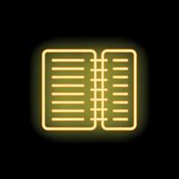 Neon yellow notepad open showing blank pages on black background vector