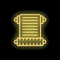 Neon yellow ancient scroll on black background vector