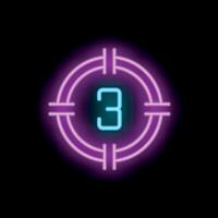 Neon countdown showing number three on black background vector