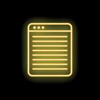Neon browser window glowing on black background vector