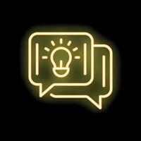Neon style icon showing two speech bubbles communicating an idea vector