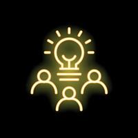 Neon icon of three people having a business idea vector