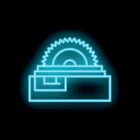 Neon icon of a table saw cutting woodworking tool vector