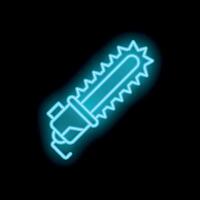 Neon chainsaw glowing on dark background vector