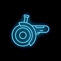 Glowing neon line angle grinder icon isolated on black background vector