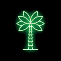 Glowing neon green palm tree on a black background vector