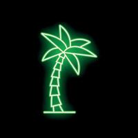 Green neon sign showing a palm tree on a black background vector