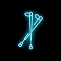 Neon nordic walking stick glowing on dark background vector