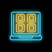 Glowing neon line waffle maker icon isolated on a black background illustration vector