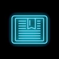 Neon e reader icon showing bookmark feature for digital reading vector