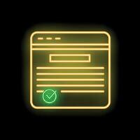 Neon icon of online contract signing showing digital signature vector