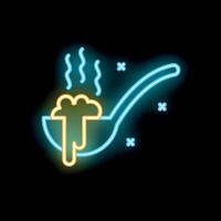 Neon sign showing steaming ladle full of soup vector