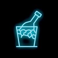 Neon sign of wine bottle chilling in ice bucket vector