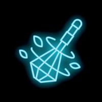 Neon whisk mixing ingredients with motion lines on black background vector