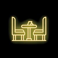 Neon sign of a table for two with menu on top vector