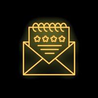 Neon icon of envelope containing five star feedback form vector
