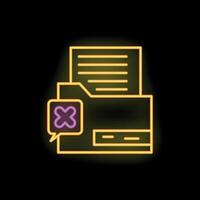 Neon icon of a file folder receiving an error message vector