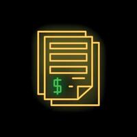 Neon icon of invoice with dollar sign representing online payment vector