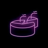 Neon pie chart glowing on black background vector