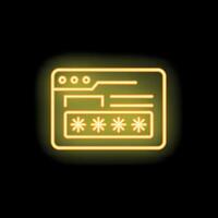 Neon yellow login window with password form field entering showing access granted or denied vector