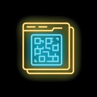 Neon icon of a qr code displayed on a website interface vector