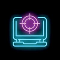 Neon laptop showing targeting concept on screen vector