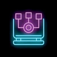 Neon computer icon displaying algorithm for machine learning vector