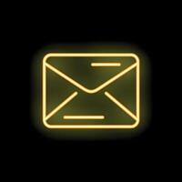 Neon mail icon glowing on black background vector
