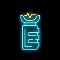 Neon icon of voice recorder capturing heartbeat sound effect vector
