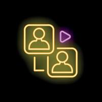 Neon icon of call connecting two people vector