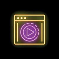 Neon sign depicting internet browser displaying streaming service vector