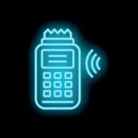 Neon sign of a credit card machine processing payment vector