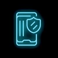Neon icon of smartphone showing mobile security concept vector