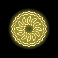 Bright yellow neon light creating circular pattern on black background vector