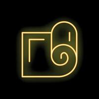Yellow neon sign of rolled material on a black background vector